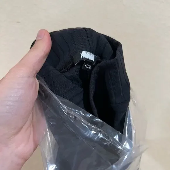 MICHI Black White Apex Ribbed cropped mock neck striped straps cutout Top MEDIUM - Picture 8 of 10